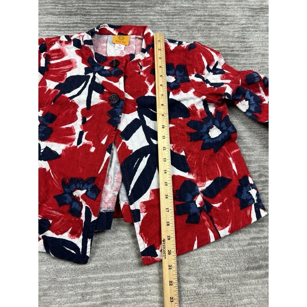 Ruby Rd Jacket Womens 10 Multicolor Cropped‎ 3/4 Sleeve Cotton